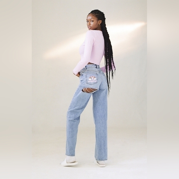 Playboy By PacSun Light Blue Back Slash Boyfriend Jeans sz 23 - Picture 1 of 8